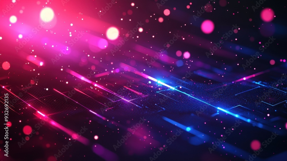 Fototapeta premium Abstract Neon Lights Background with Bokeh