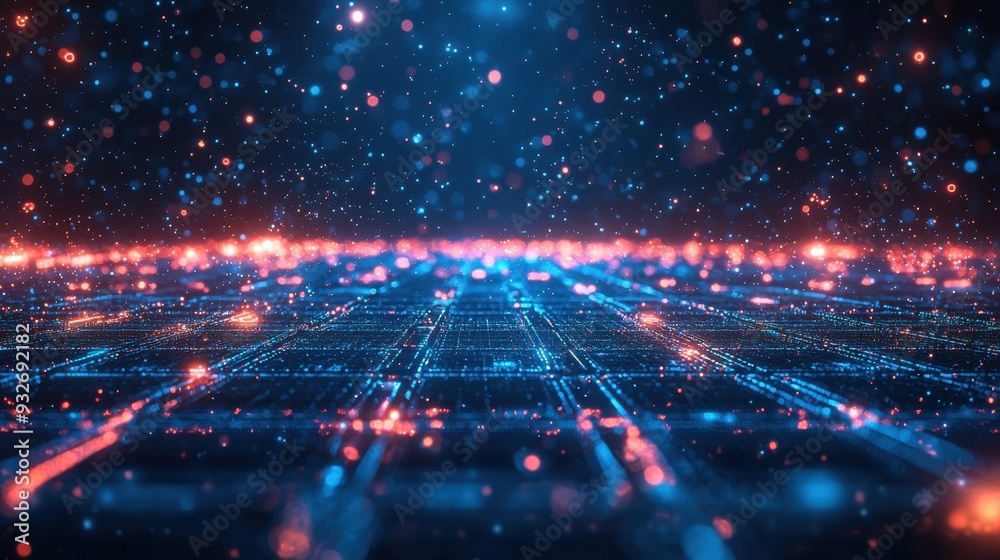 Fototapeta premium Abstract Technology Background with Blue and Red Lights