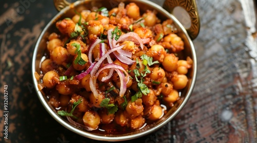 Big Bowl of Chana Masala: A Popular Street Food Dish