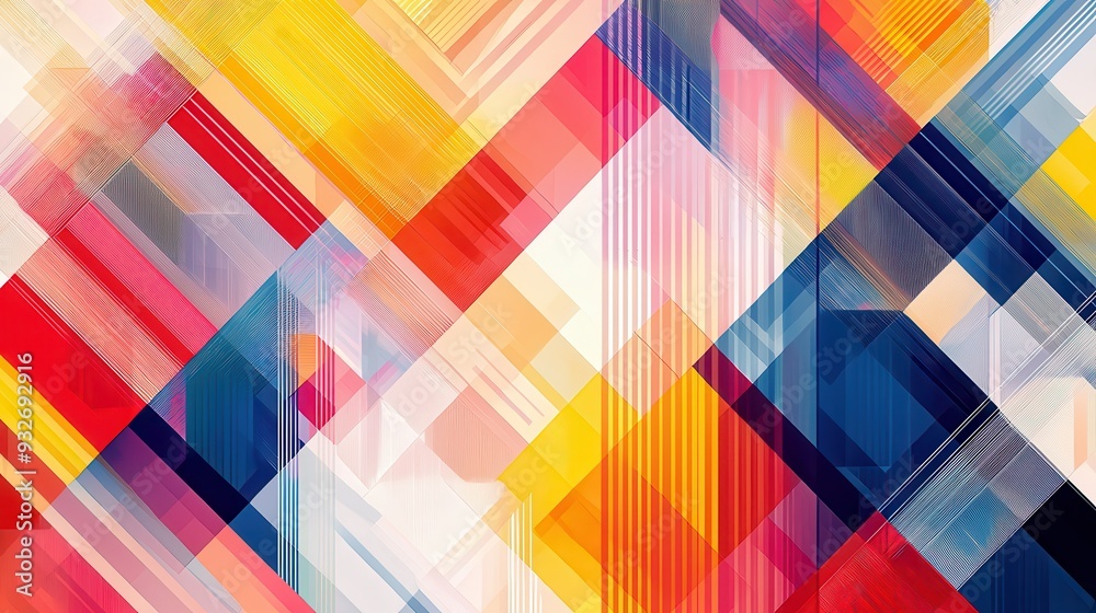 Obraz premium Abstract Geometric Pattern with Red Yellow Blue and White Colors