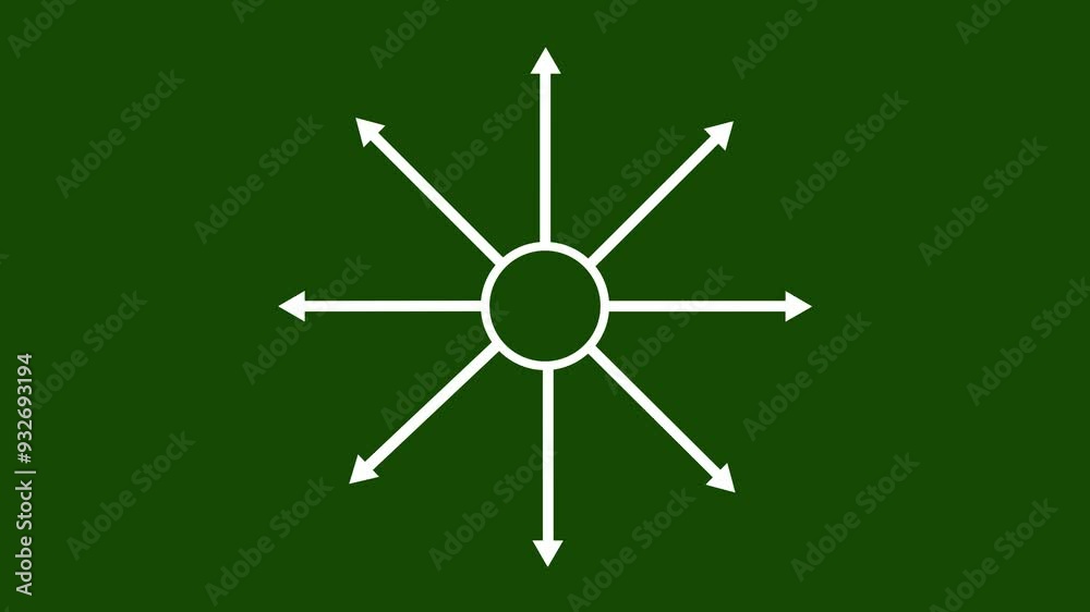 Arrows shows all directions, animation on green screen background Arrows shows all directions, animation on green screen background