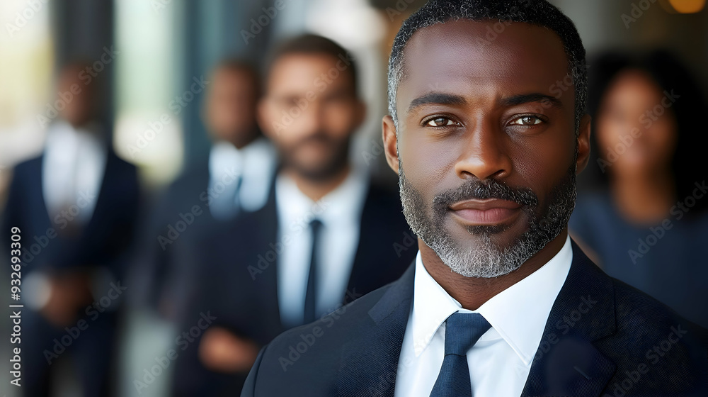 Professional man in a suit with colleagues in the background. Professional man in a suit with colleagues in the background.
