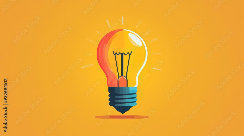 Lightbulb Idea Concept on Yellow Background Lightbulb Idea Concept on Yellow Background