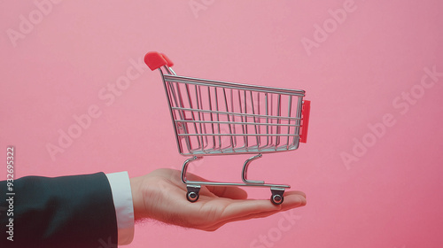 hand holding shopping cart,...