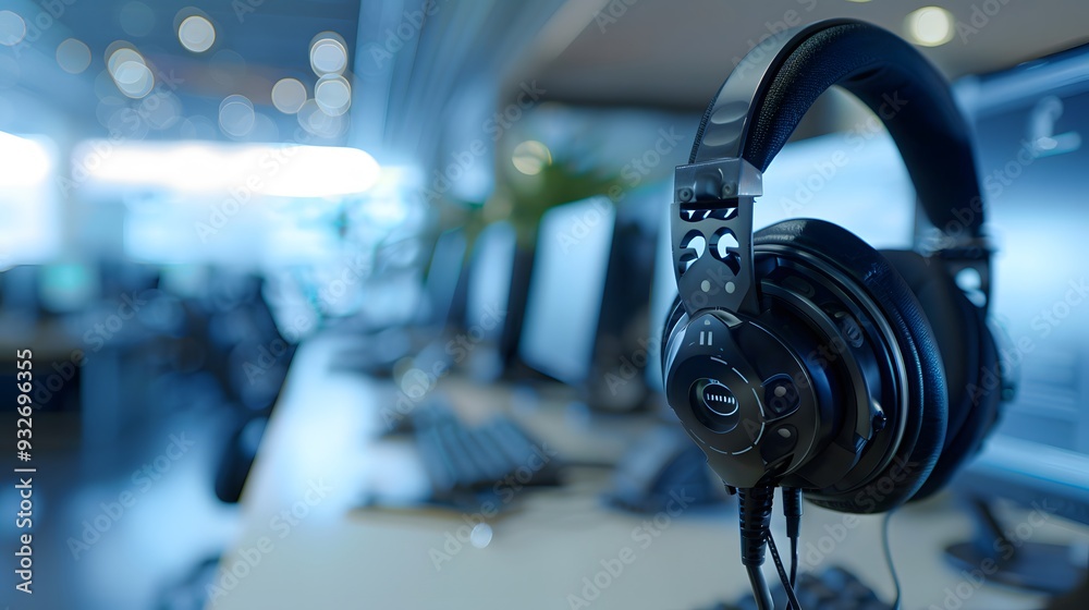 Communication support, call center and customer service help desk. VOIP headset for customer service support (call center) concep. Communication support, call center and customer service help desk. VOIP headset for customer service support (call center) concep.