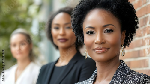 Three confident women posin...
