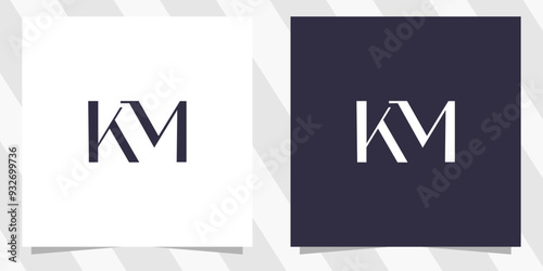 letter km mk logo design vector