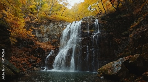 Autumn Waterfall in Forest