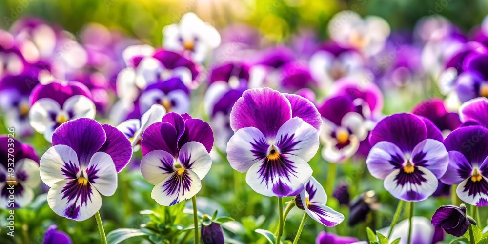 Purple and White Pansies in a Field, Close-Up, Nature, Spring , Flowers, Pansies , Garden Purple and White Pansies in a Field, Close-Up, Nature, Spring , Flowers, Pansies , Garden