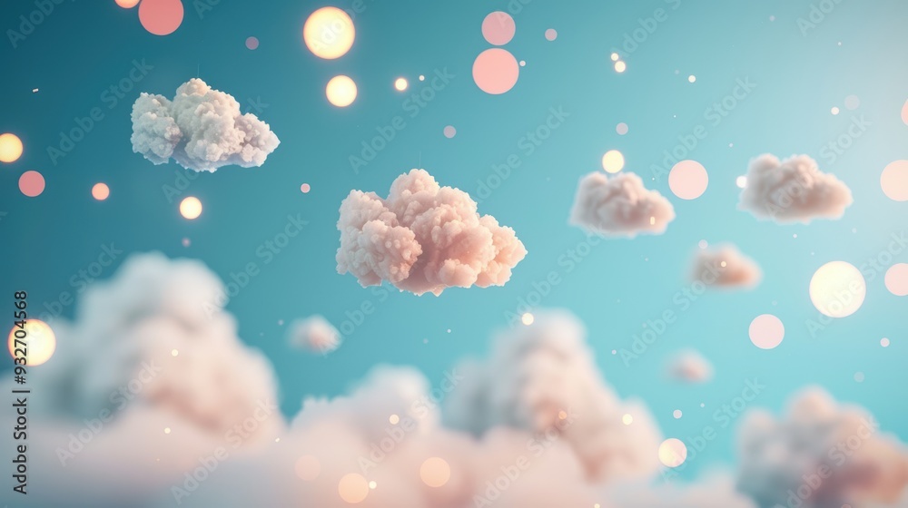 Explore surreal cloud computing with whimsical cloud icons and graphics floating in a dreamlike sky. Explore surreal cloud computing with whimsical cloud icons and graphics floating in a dreamlike sky.