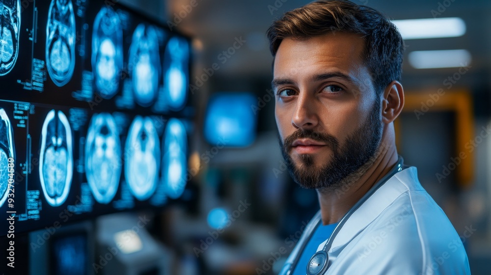 Doctor Analyzing MRI Scan.