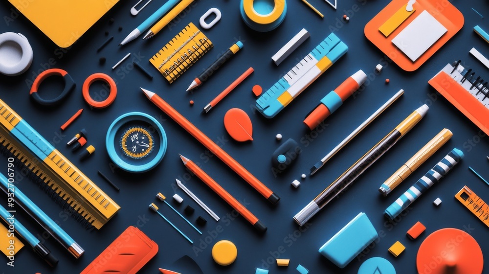 Colorful Stationery Pattern. Colorful Stationery Pattern.