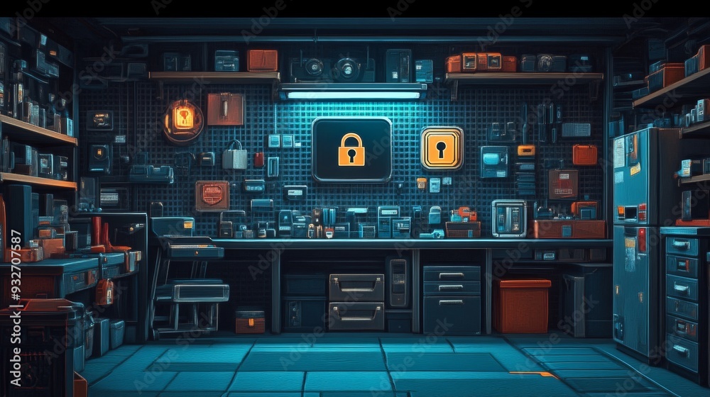 Secure Workshop Interior. Secure Workshop Interior.