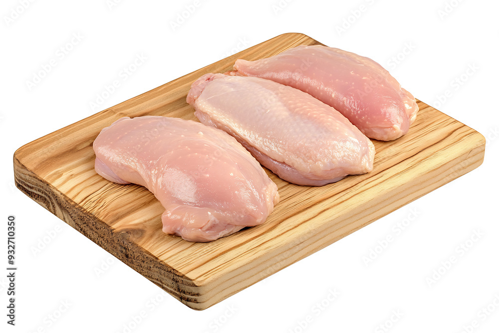 raw chicken fillets on a wooden board isolated on a transparent background raw chicken fillets on a wooden board isolated on a transparent background