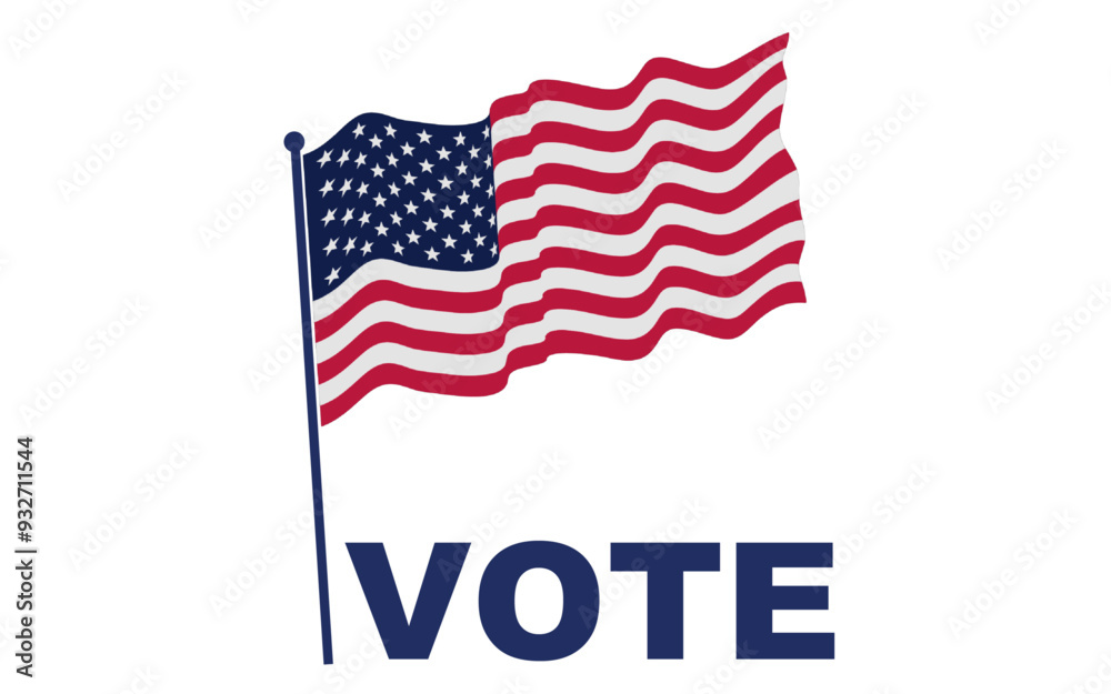 USA flag with vote text, vector usa flag waving, vote and usa flag USA flag with vote text, vector usa flag waving, vote and usa flag