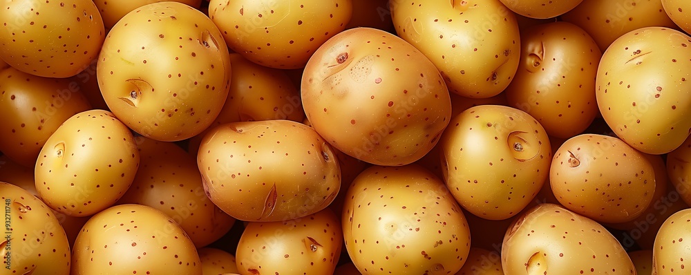 Close-up of fresh potatoes forming a rich golden background Close-up of fresh potatoes forming a rich golden background