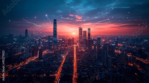 Wallpaper Mural Cityscape at Dusk. Torontodigital.ca