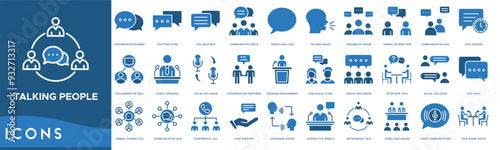 Talking people icon. Conversation Bubble, Chatting Icons, Dialogue Box, Communicate Circle and Speech Balloon