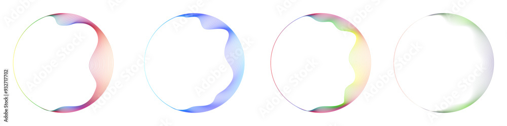 Obraz premium abstract circles lines wavy in round frame