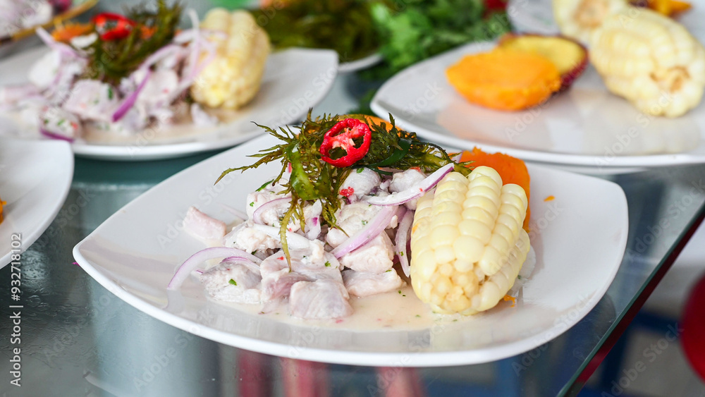ceviche, seafood dish, peruvian cuisine ceviche, seafood dish, peruvian cuisine