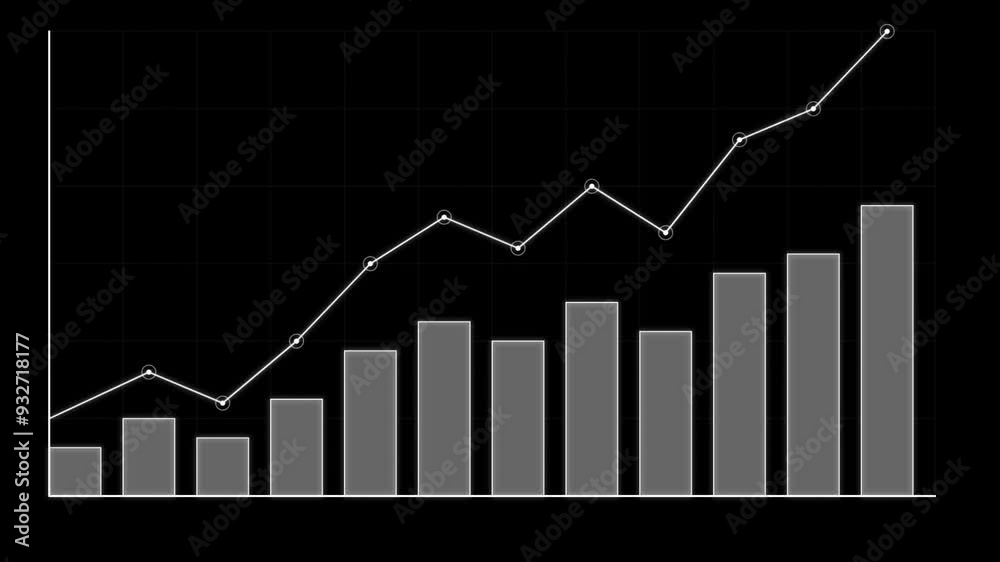 Grayscale Animated Growth Chart for Business Analytics
