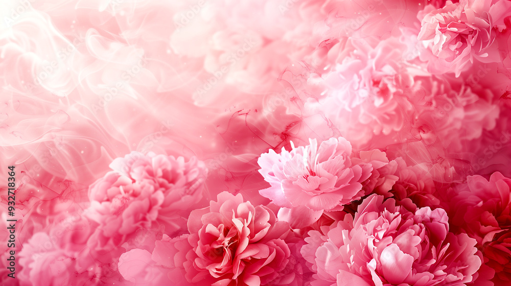 A pink background with a bunch of pink flowers. The flowers are arranged in a way that they look like they are in a vase. Scene is romantic and feminine A pink background with a bunch of pink flowers. The flowers are arranged in a way that they look like they are in a vase. Scene is romantic and feminine