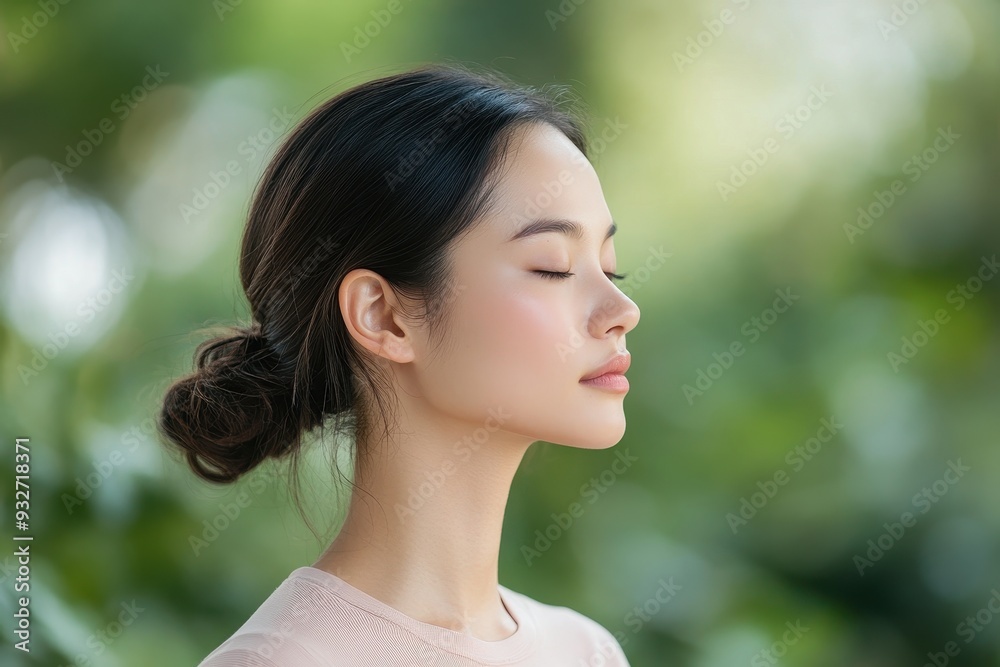 Serene Southeast Asian Woman Practicing Yoga for Inner Peace in Lush Garden with Ethereal Overlay, Concept of Mindfulness and Tranquility Serene Southeast Asian Woman Practicing Yoga for Inner Peace in Lush Garden with Ethereal Overlay, Concept of Mindfulness and Tranquility
