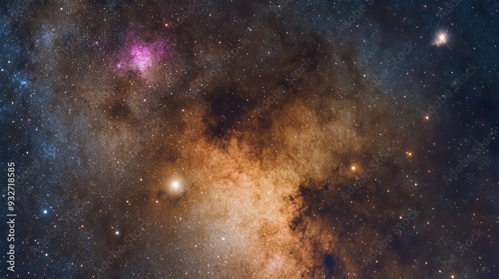 Image of a night sky with diffuse, colorful nebulae and subtle traces of cosmic gas and dust. Image of a night sky with diffuse, colorful nebulae and subtle traces of cosmic gas and dust.