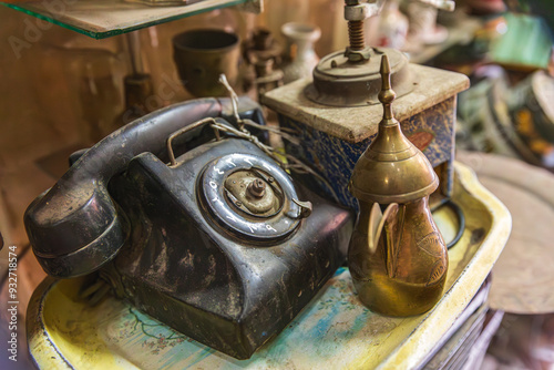 Africa, Egypt, Cairo. Telephone at an antique shop.
