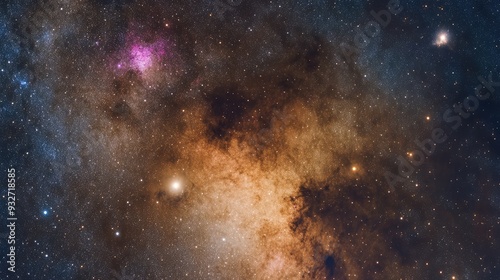 Image of a night sky with diffuse, colorful nebulae and subtle traces of cosmic gas and dust.