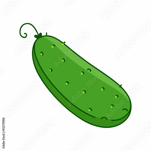 Green cucumber Organic vegetarian product grown by farmers in a greenhouse Stylized flat vegetable (3)