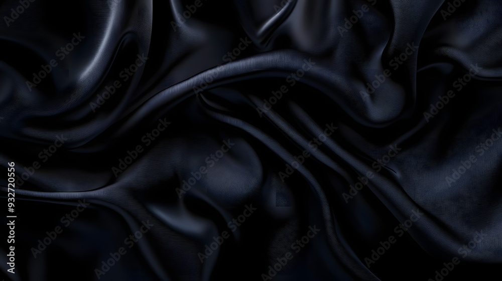 Fototapeta premium Abstract luxury black fabric cloth texture background. AI generated image