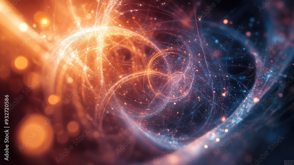 Obraz premium Visual representation of quantum mechanics with intricate shadows and soft, glowing elements, illustrating the unseen forces at play.