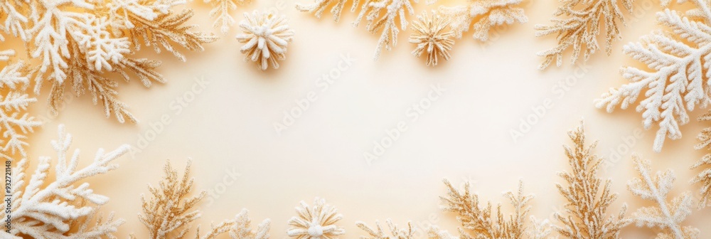 Golden Frost Patterns Panoramic Illustration for Holiday Campaigns Golden Frost Patterns Panoramic Illustration for Holiday Campaigns