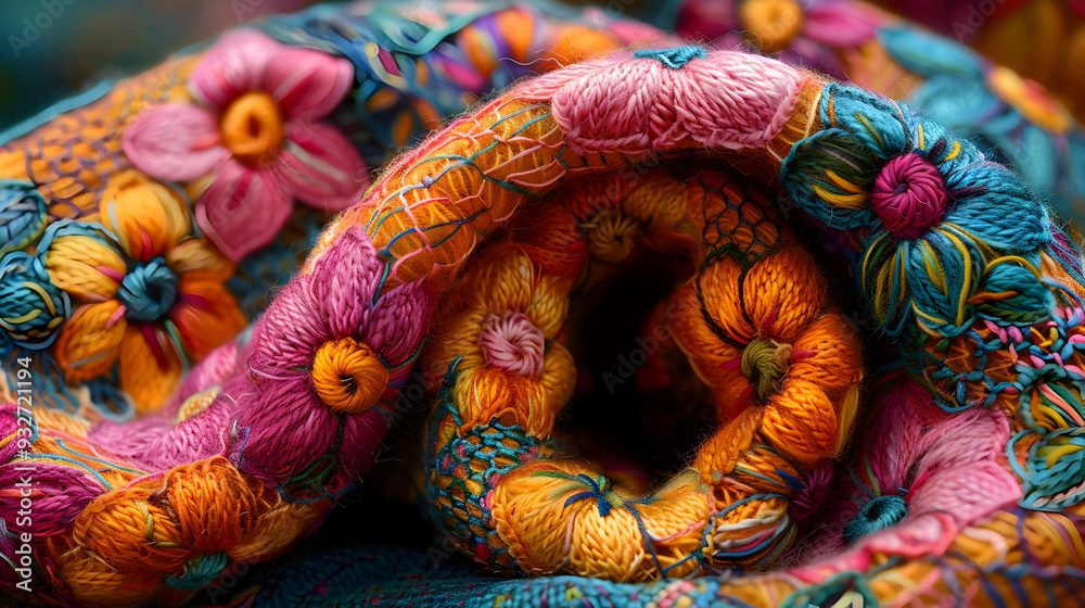 Naklejka premium Colorful Yarn Flowers Abstract Background