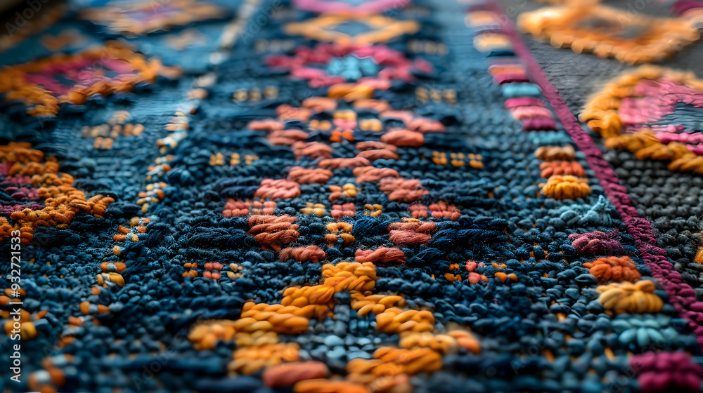 Close Up of a Colorful Woven Rug Close Up of a Colorful Woven Rug