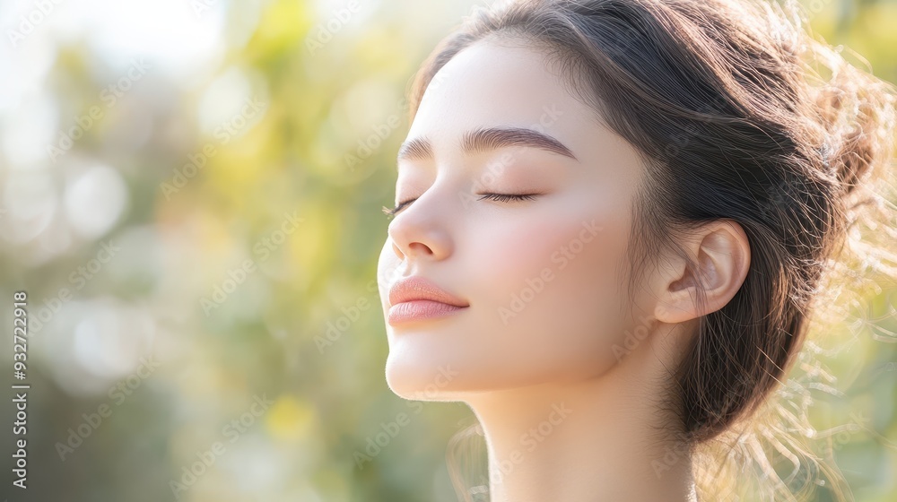 Serene Japanese Woman Embracing Self-Love in Zen Garden | Quiet Introspection and Tranquility Concept Serene Japanese Woman Embracing Self-Love in Zen Garden | Quiet Introspection and Tranquility Concept