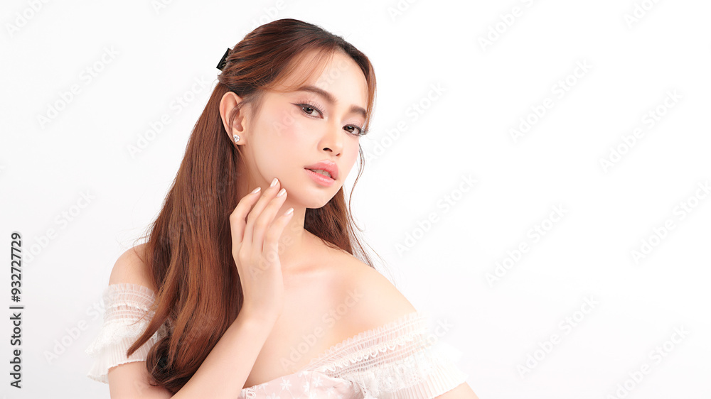 Beautiful young asian woman with clean fresh skin on white background, Face care, Facial treatment, Cosmetology, beauty and spa, Asian women portrait. Beautiful young asian woman with clean fresh skin on white background, Face care, Facial treatment, Cosmetology, beauty and spa, Asian women portrait.