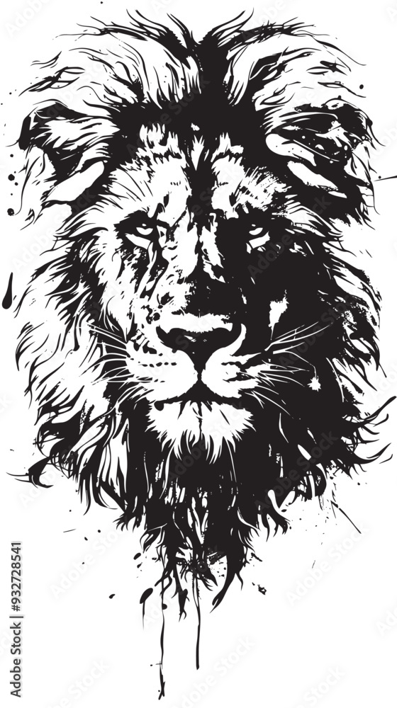 Obraz premium lion drawn with ink from the hands of a predator tattoo logo vector