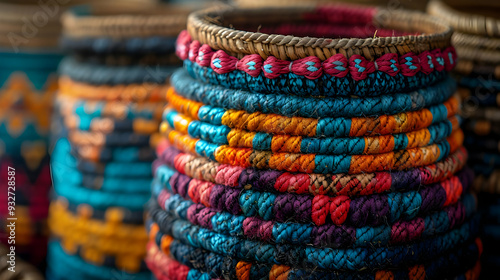 Colorful Woven Basket Close-Up Photography