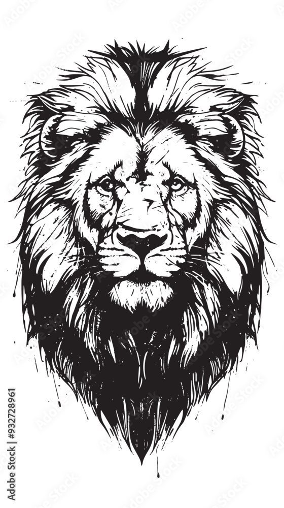 Obraz premium lion drawn with ink from the hands of a predator tattoo logo vector
