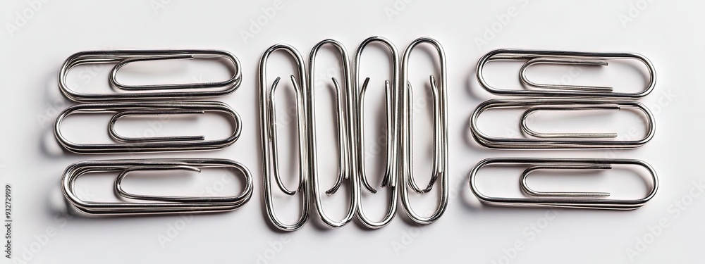 A set of paper clips, on the white background