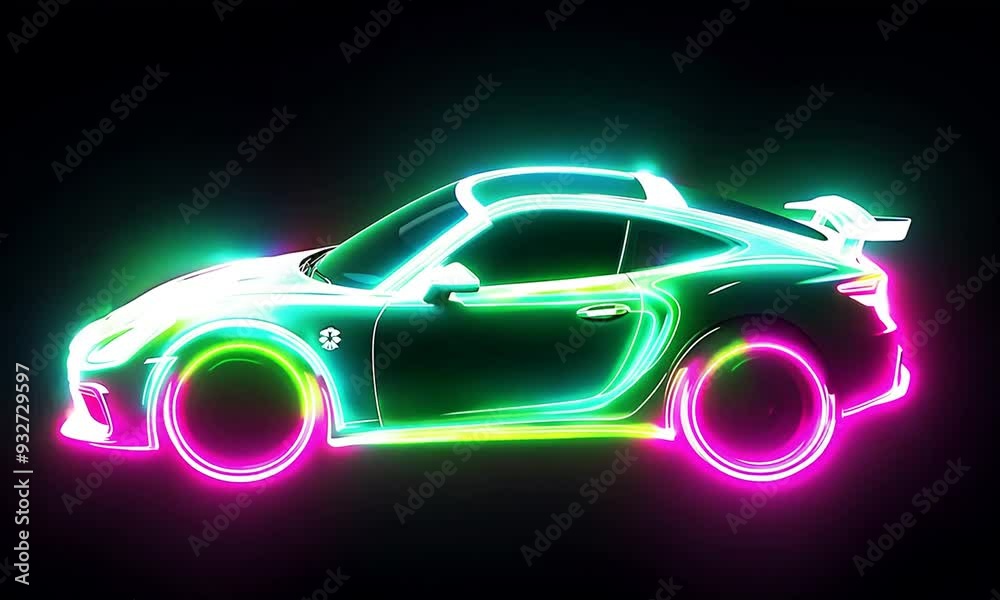 sports car shape glowing sports car shape glowing