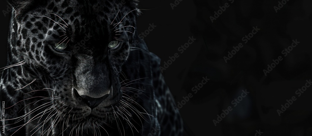 portrait of a black Panther with a dark back. wild animals
