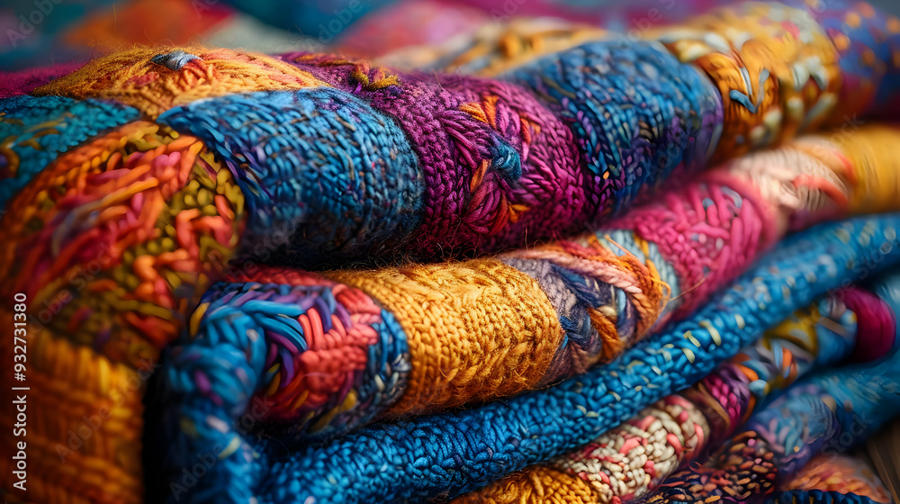 Colorful Knitted Fabric Close Up Photography Colorful Knitted Fabric Close Up Photography