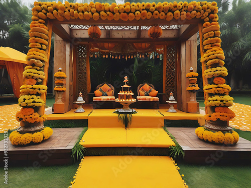 Haldi Ceremony Setup, Haldi Decor photo