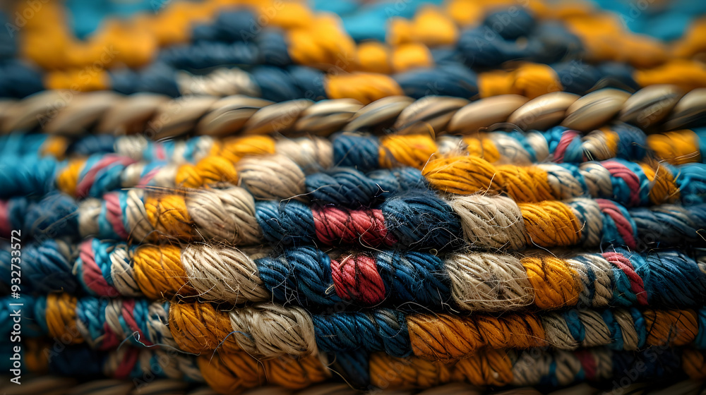 Closeup of Colorful Woven Rope Texture - Illustration