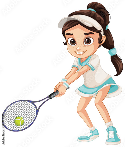 Young Girl Playing Tennis