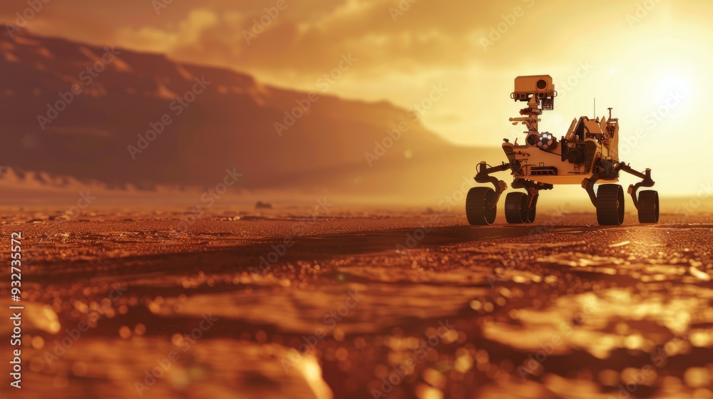 Rover exploring the surface of a red planet Rover exploring the surface of a red planet