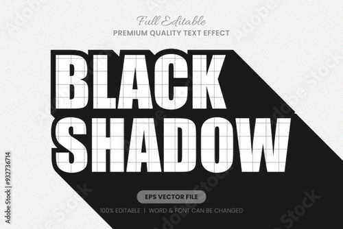 Black Long Shadow editable text effect,font graphic style Suitable for presentations, posters, social media graphics, and digital designs. Creative and sleek design.